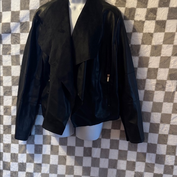 Bagatelle Women's Draped Faux Black Leather Jacket Size XXL 100% Polyester - Picture 6 of 8